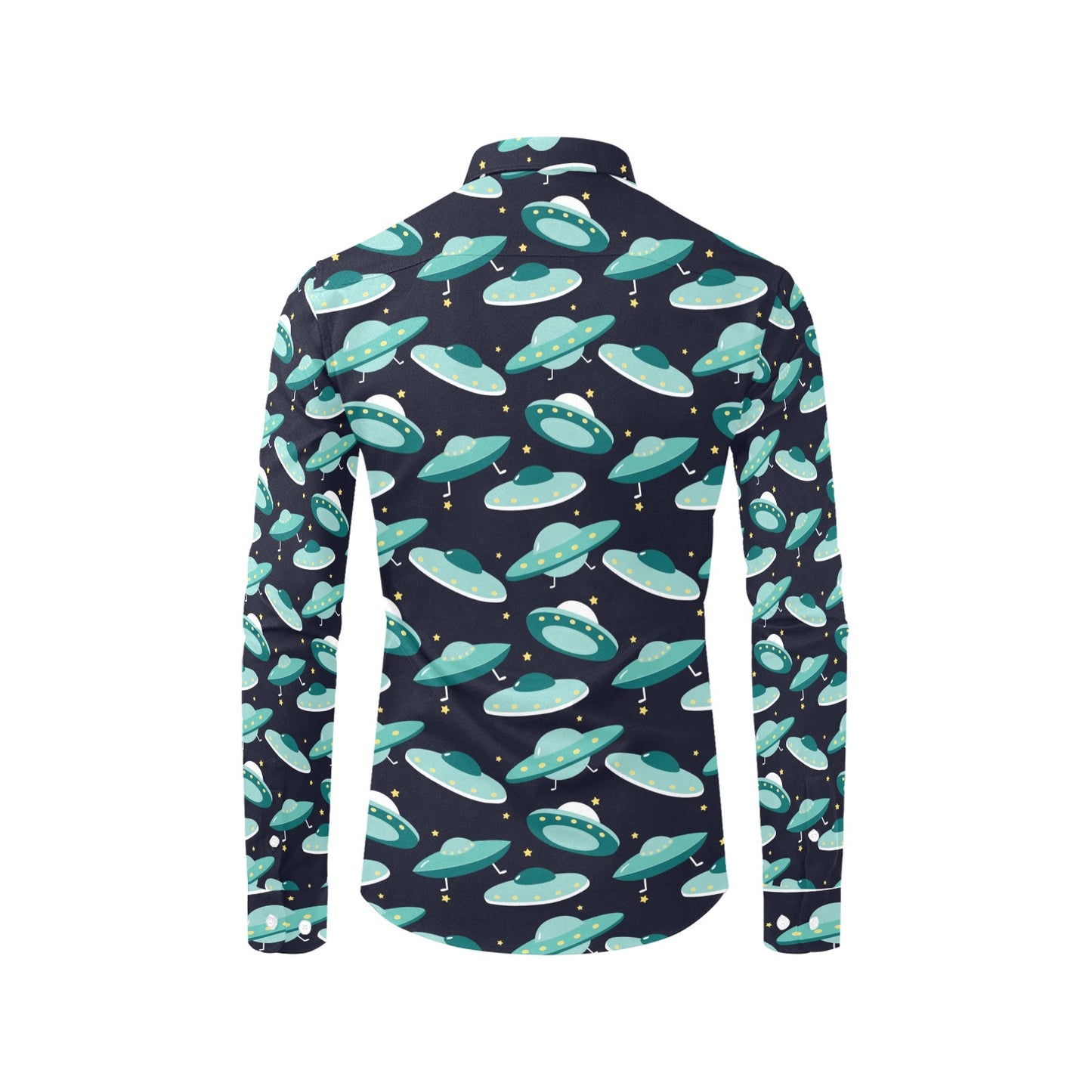 UFO Print Design LKS304 Men's Long Sleeve Dress Shirt
