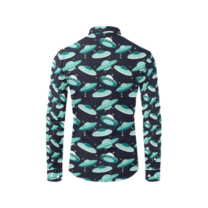 UFO Print Design LKS304 Men's Long Sleeve Dress Shirt
