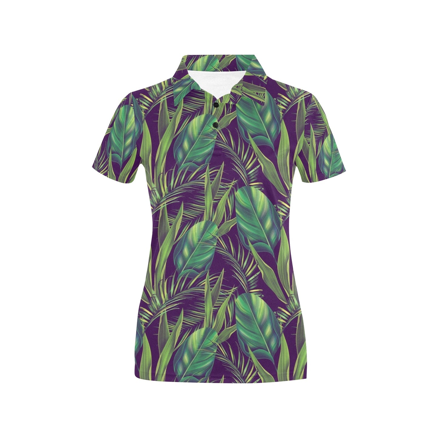 Palm Leaves Pattern Print Design PL03 Women's Polo Shirt