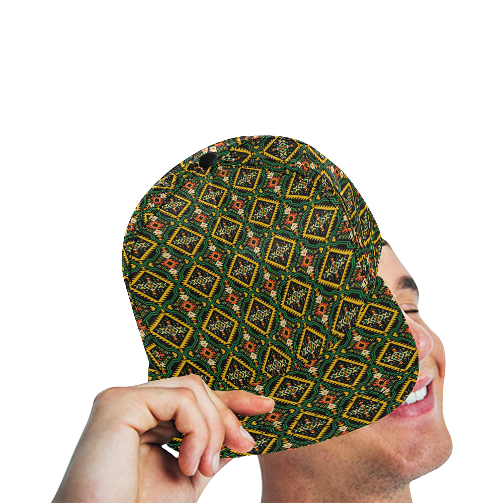 Kente Green Design African Print Snapback Cap