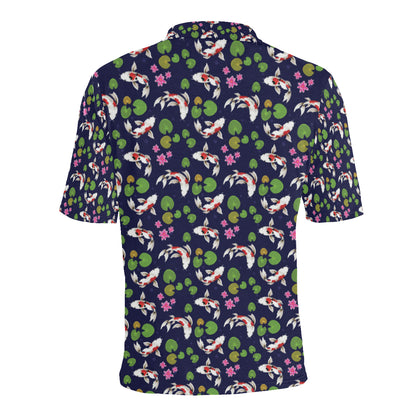Koi Carp Pattern Design Themed Print Men Polo Shirt