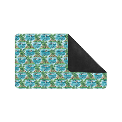 Palm Tree Hawaiian Themed Design Print Rubber Doormat