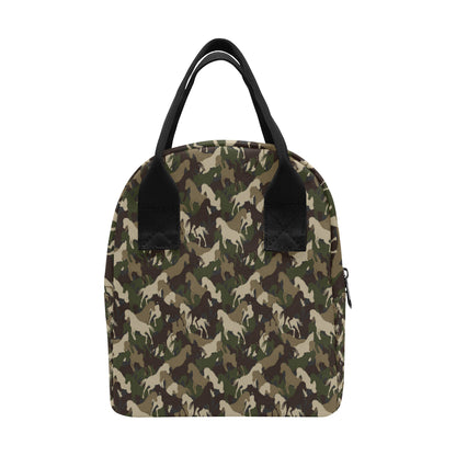 Horse Camo Themed Design Print Insulated Lunch Bag