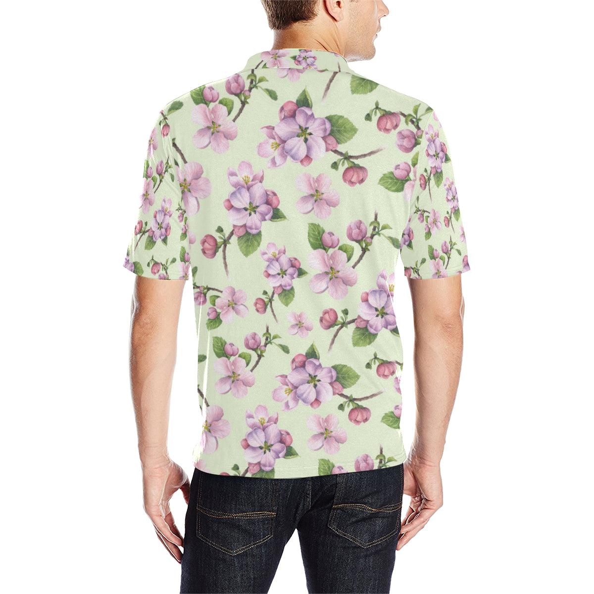 Apple blossom Pattern Print Design AB05 Men Polo Shirt