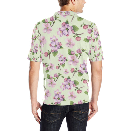 Apple blossom Pattern Print Design AB05 Men Polo Shirt