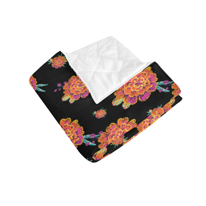 Marigold Pattern Print Design 01 Premium Quilt