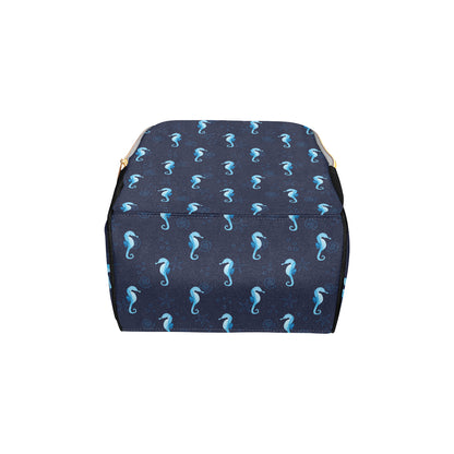 SeaHorse Blue neon Pattern Print Design 03 Diaper Bag Backpack