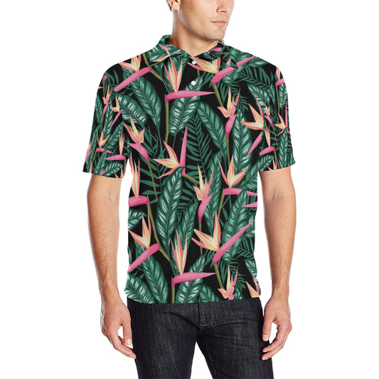 Bird Of Paradise Pattern Print Design BOP03 Men Polo Shirt