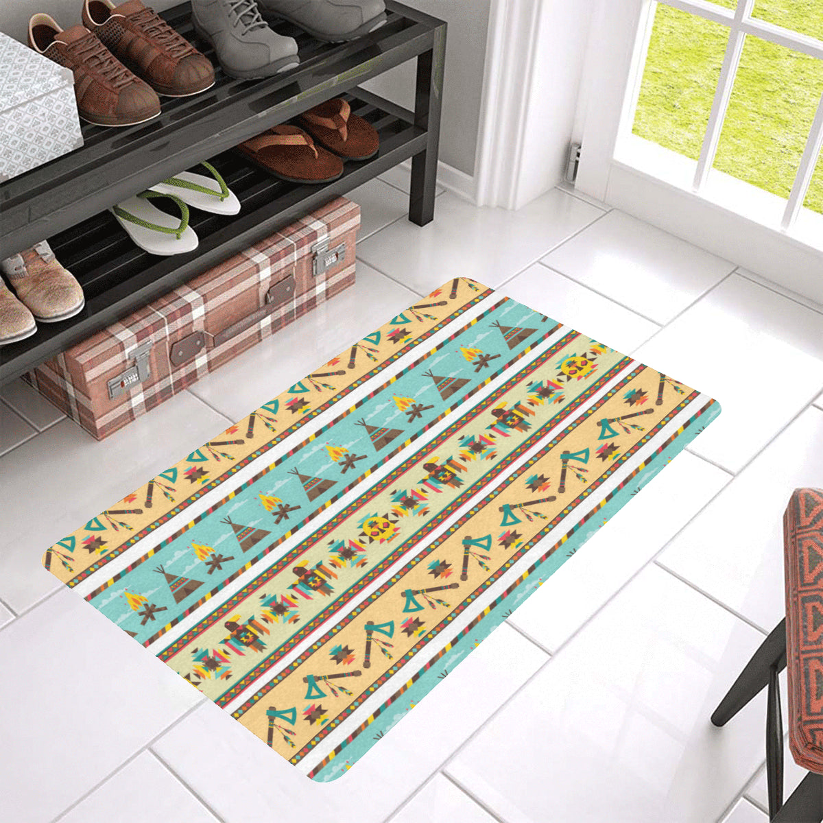 American indian Life Pattern Rubber Doormat