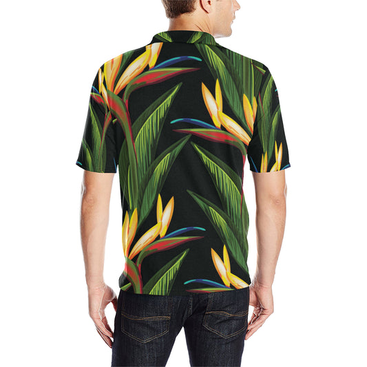 Bird Of Paradise Pattern Print Design BOP012 Men Polo Shirt