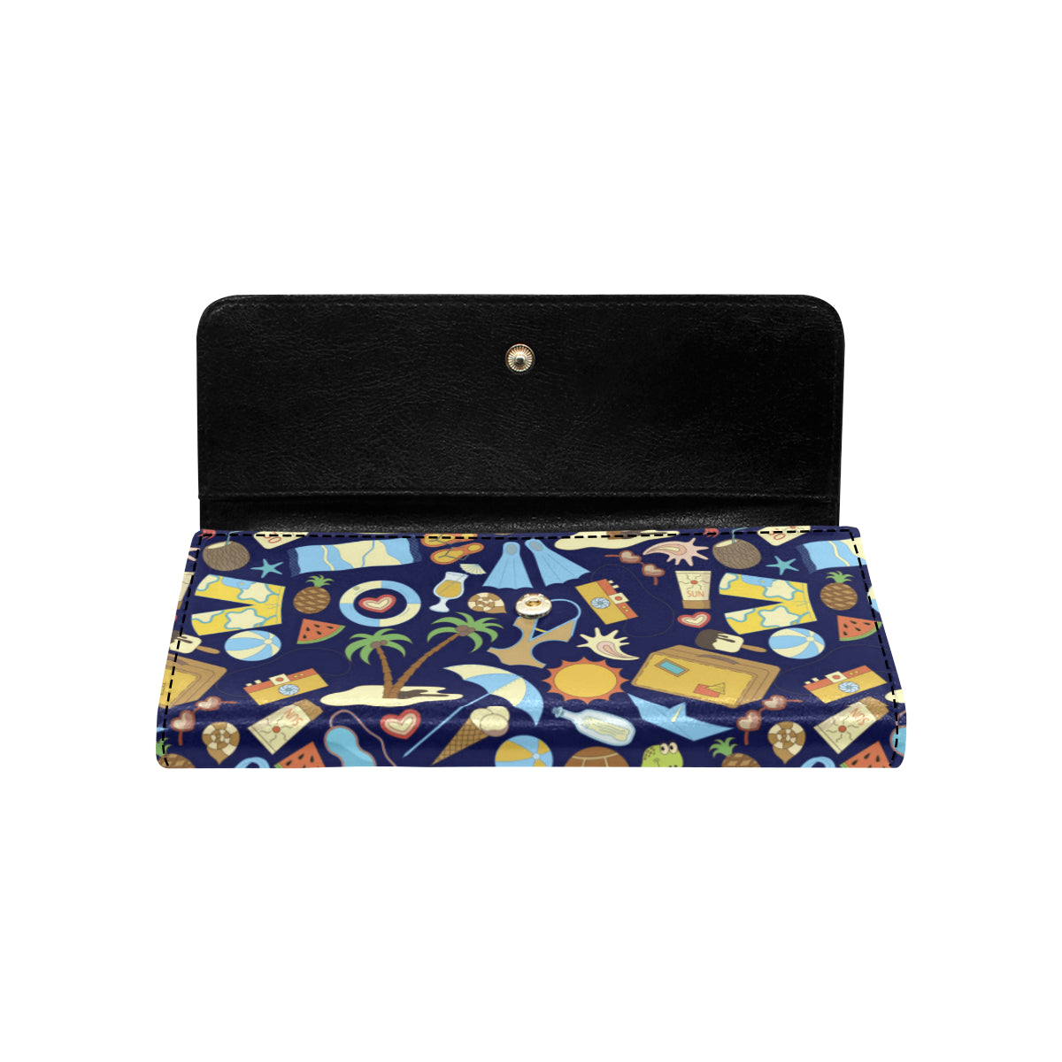 Beach Themed Pattern Print Design 04 Women's Trifold Wallet