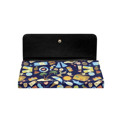 Beach Themed Pattern Print Design 04 Women's Trifold Wallet