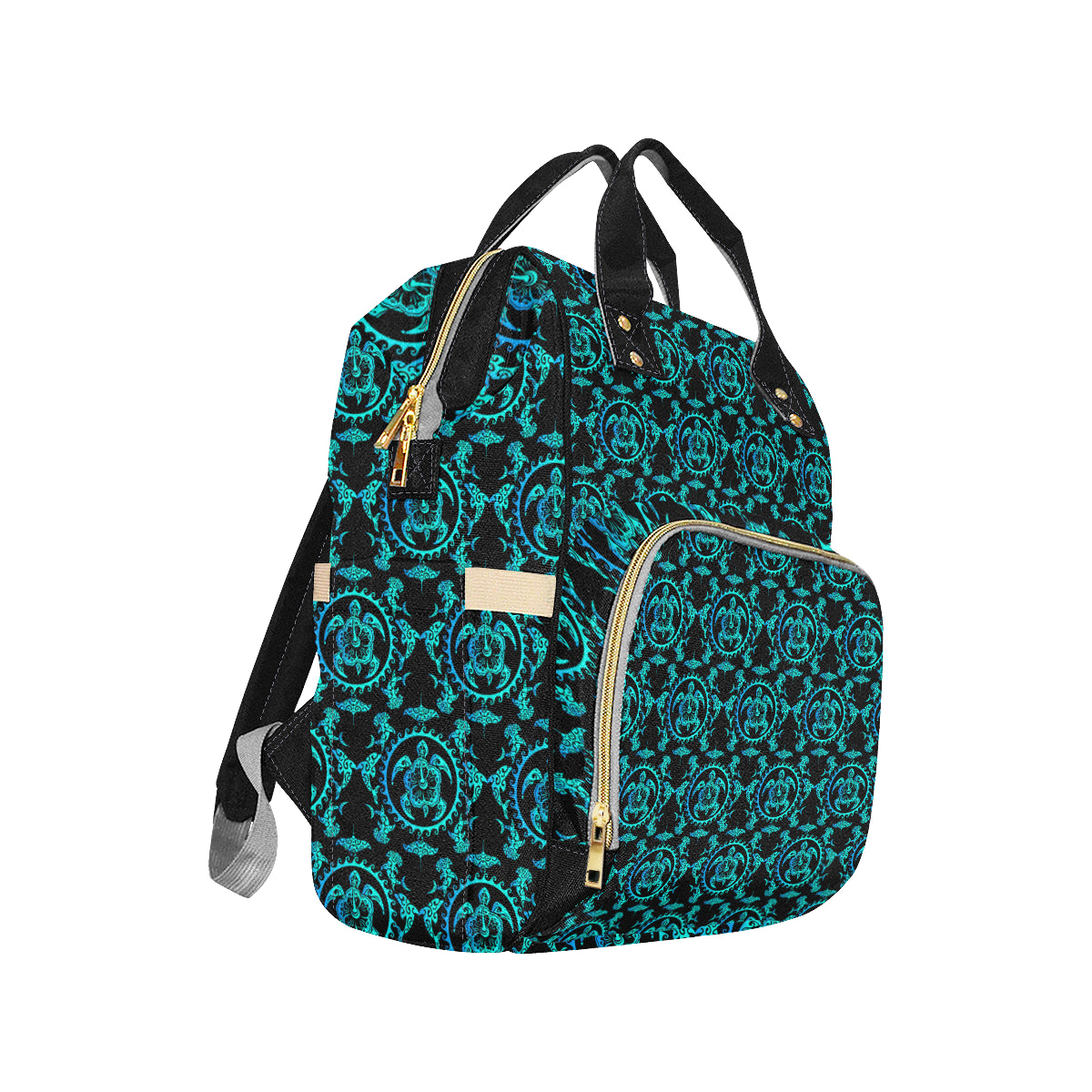 turquoise Tribal Sea Turtle Hawaiian Diaper Bag Backpack