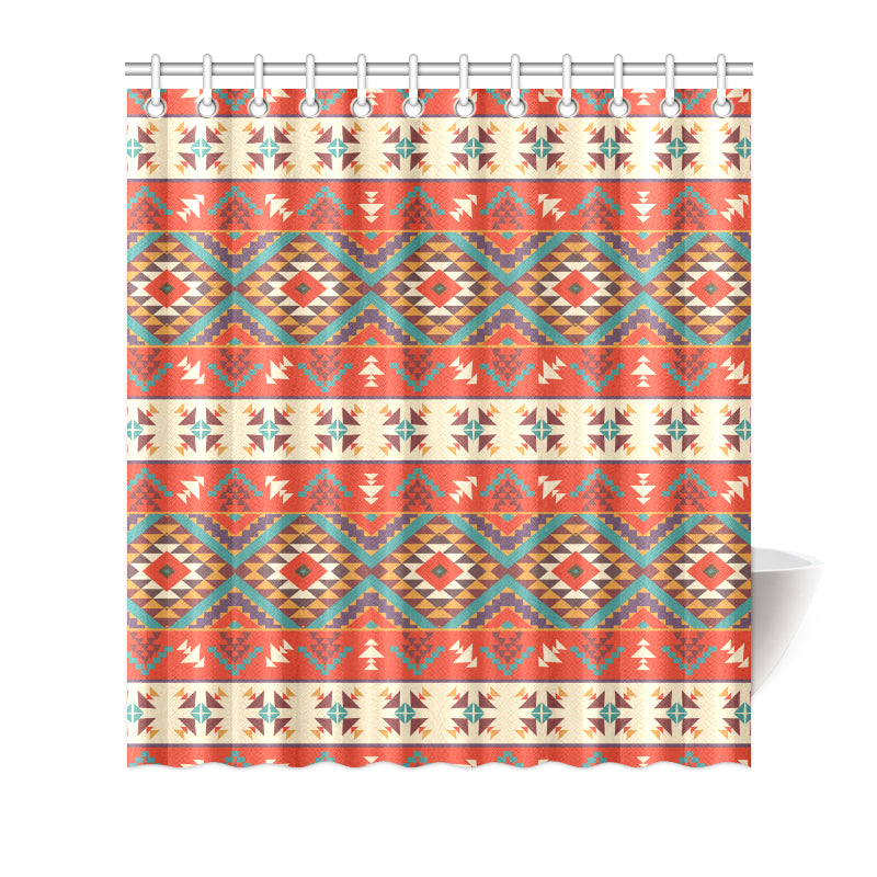Aztec Red Print Pattern Shower Curtain