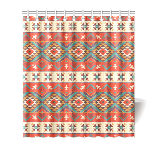 Aztec Red Print Pattern Shower Curtain