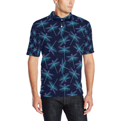 Dragonfly Hand Drawn Style Print Men Polo Shirt