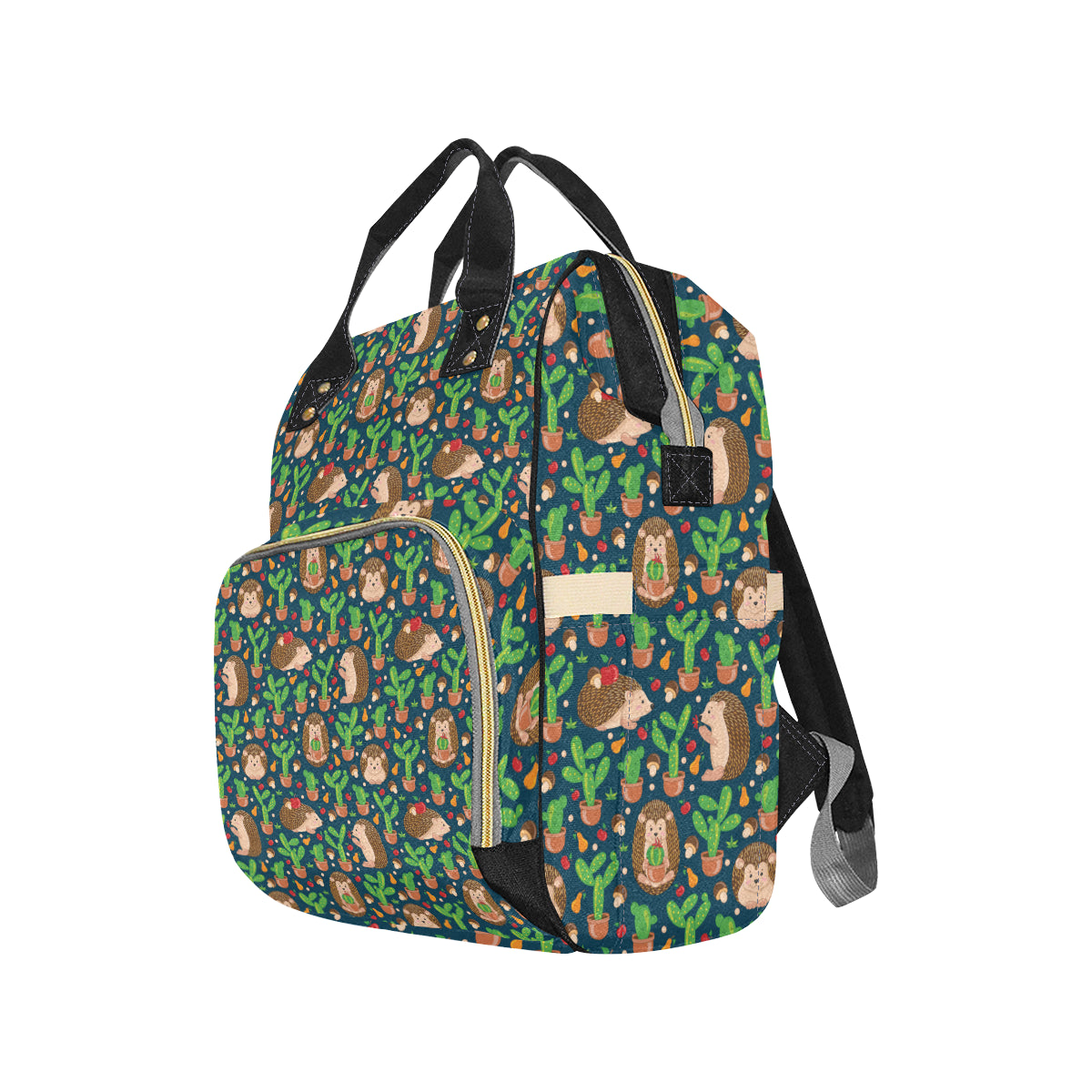 Hedgehog Cactus Pattern Print Design 04 Diaper Bag Backpack