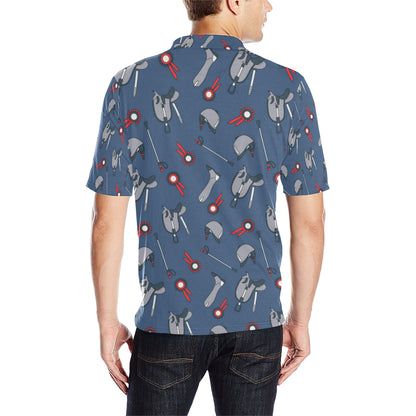 Equestrian Equipment Background Men Polo Shirt