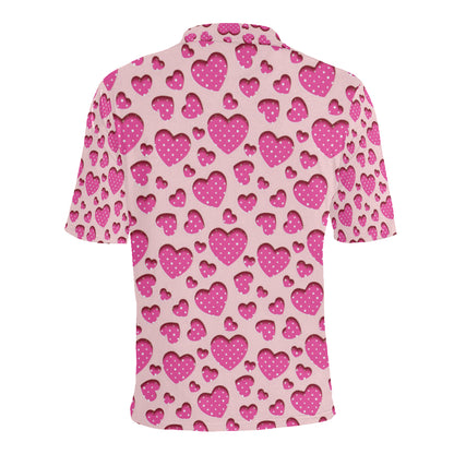 Heart Pink Pattern Print Design HE06 Men Polo Shirt