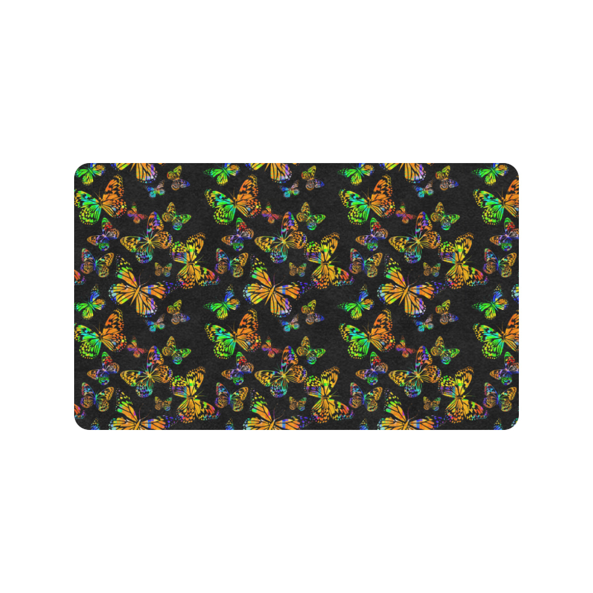 Butterfly Neon Color Print Pattern Rubber Doormat