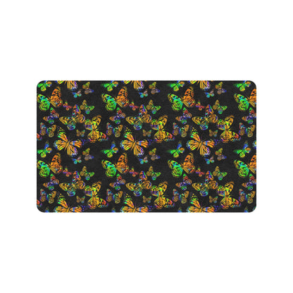 Butterfly Neon Color Print Pattern Rubber Doormat