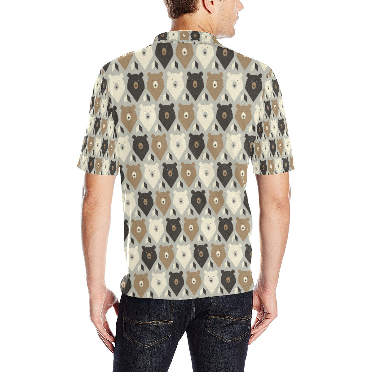 Bear Pattern Print Design 04 Men Polo Shirt