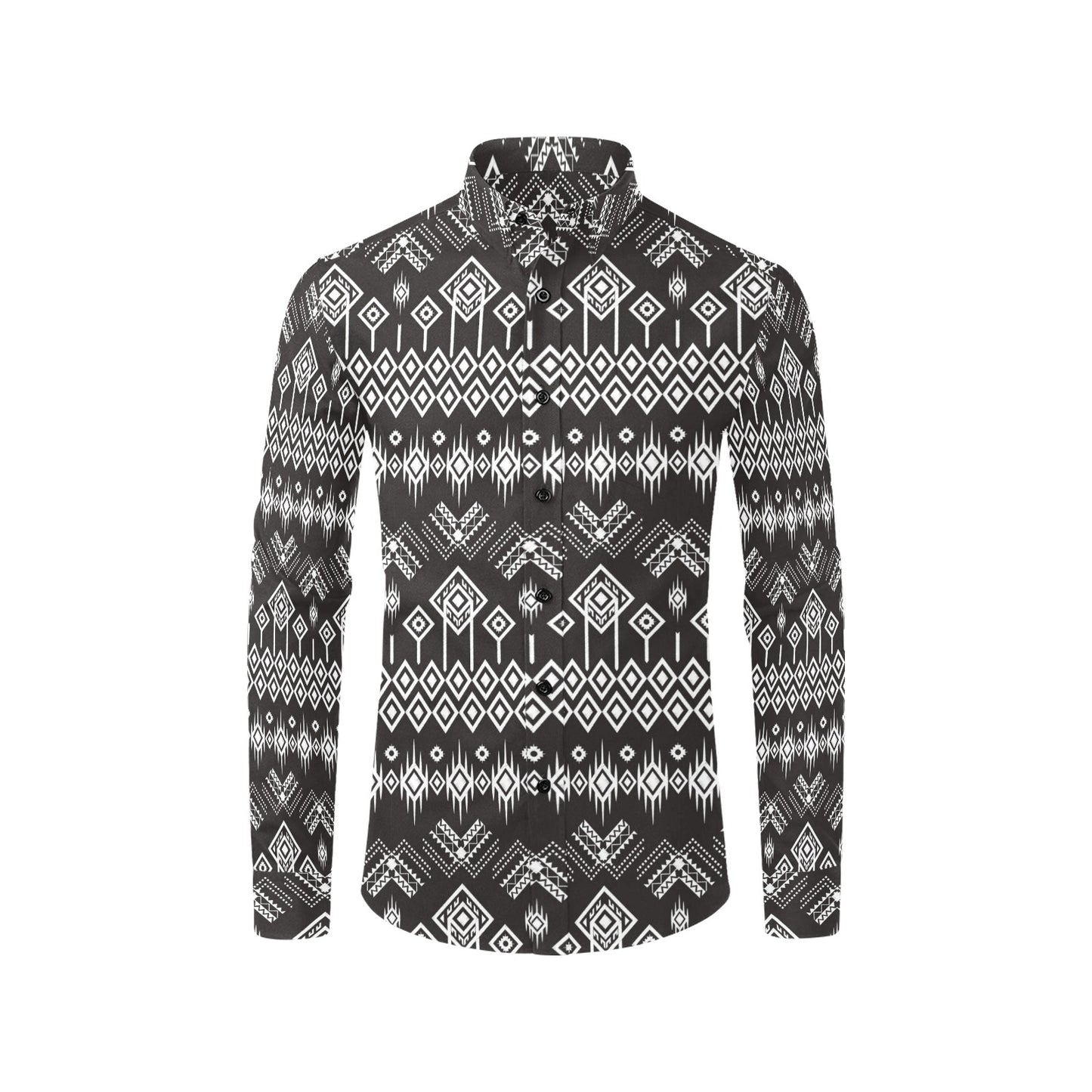 Tribal Pattern Print Design LKS304 Men's Long Sleeve Dress Shirt