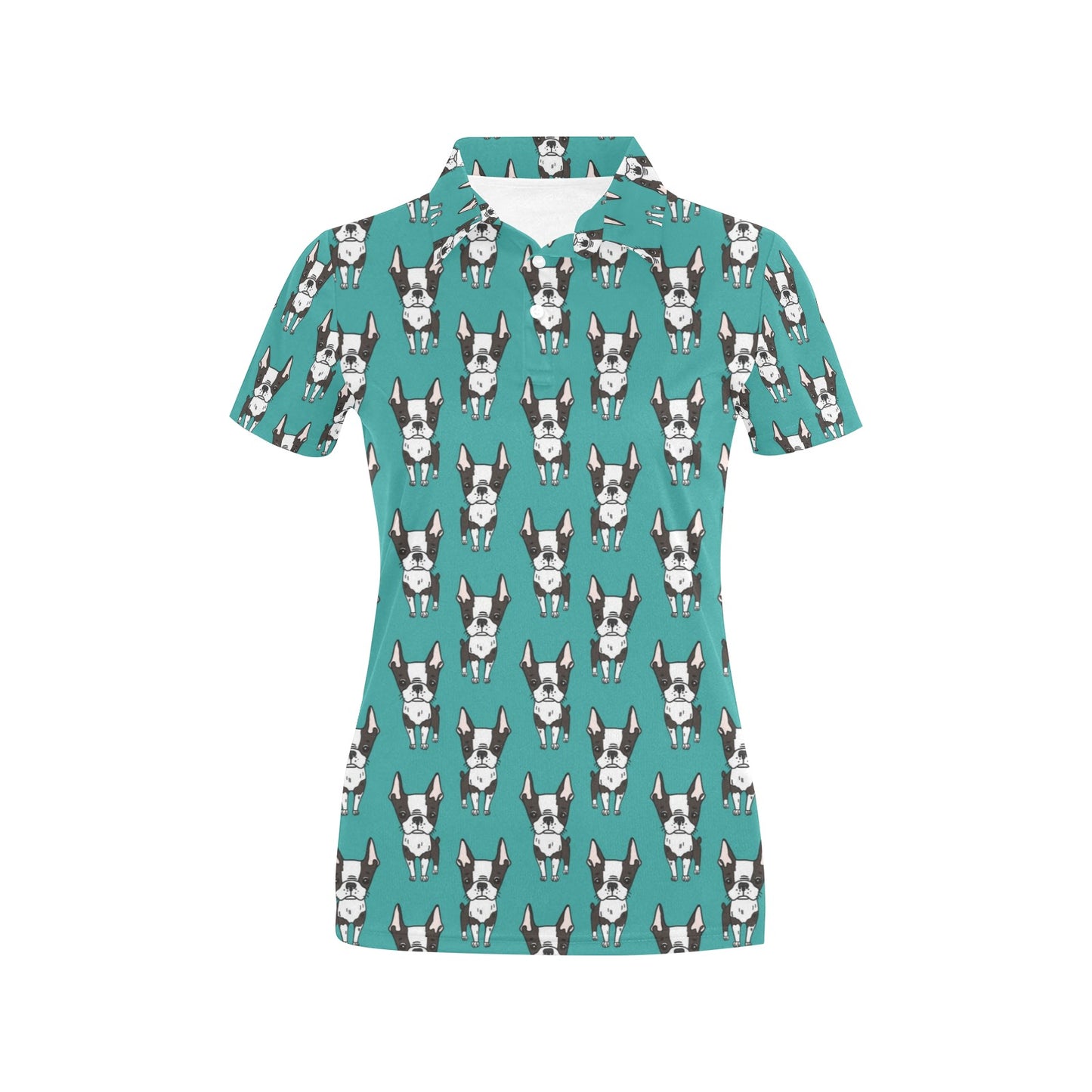 Boston Terrier Pattern Print Design 04 Women's Polo Shirt