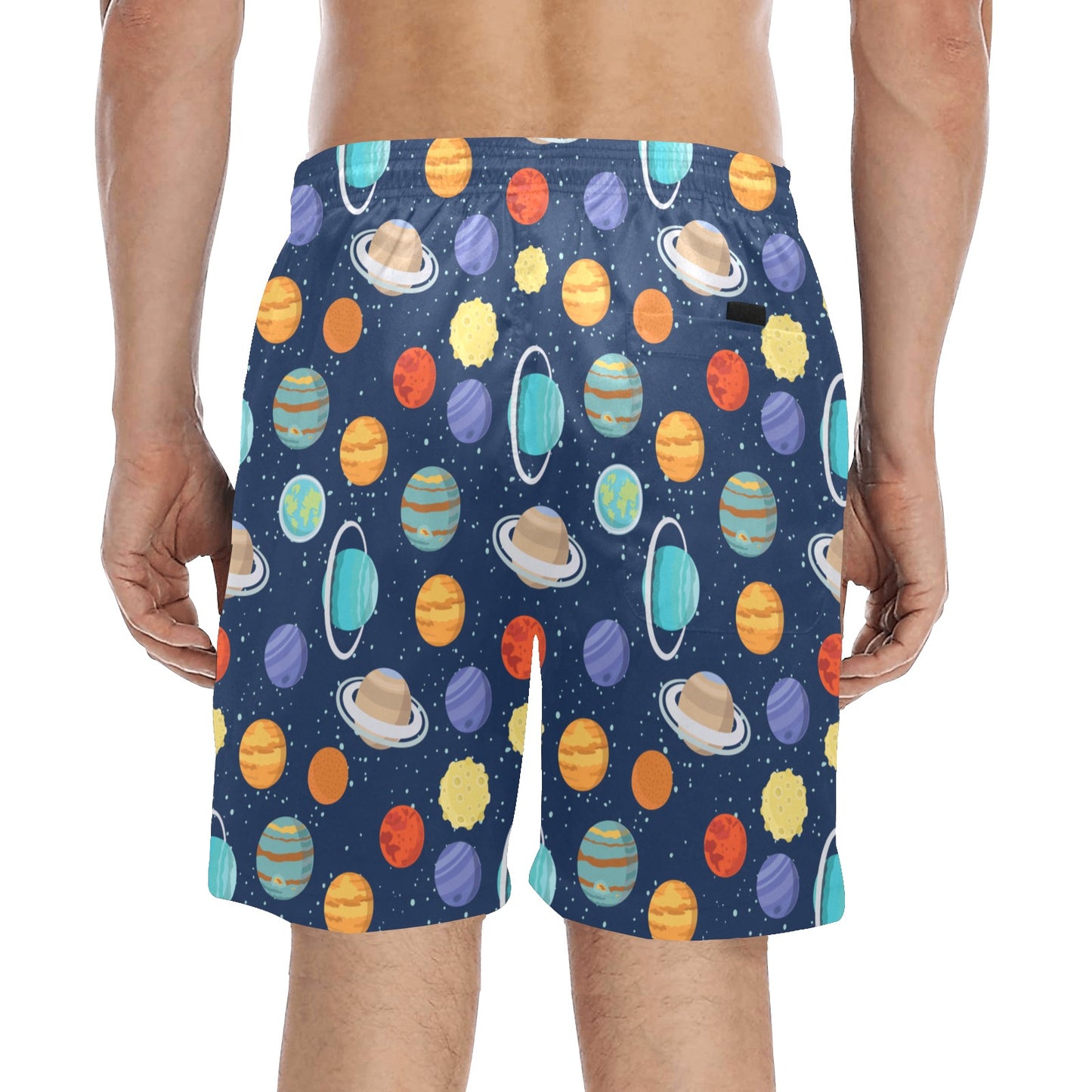 Planet With Star Print Design LKS303 Men's Swim Trunks Beach Shorts