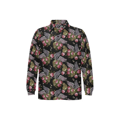 Angel Wings Pattern Print Design 06 Long Sleeve Polo Shirt For Men's