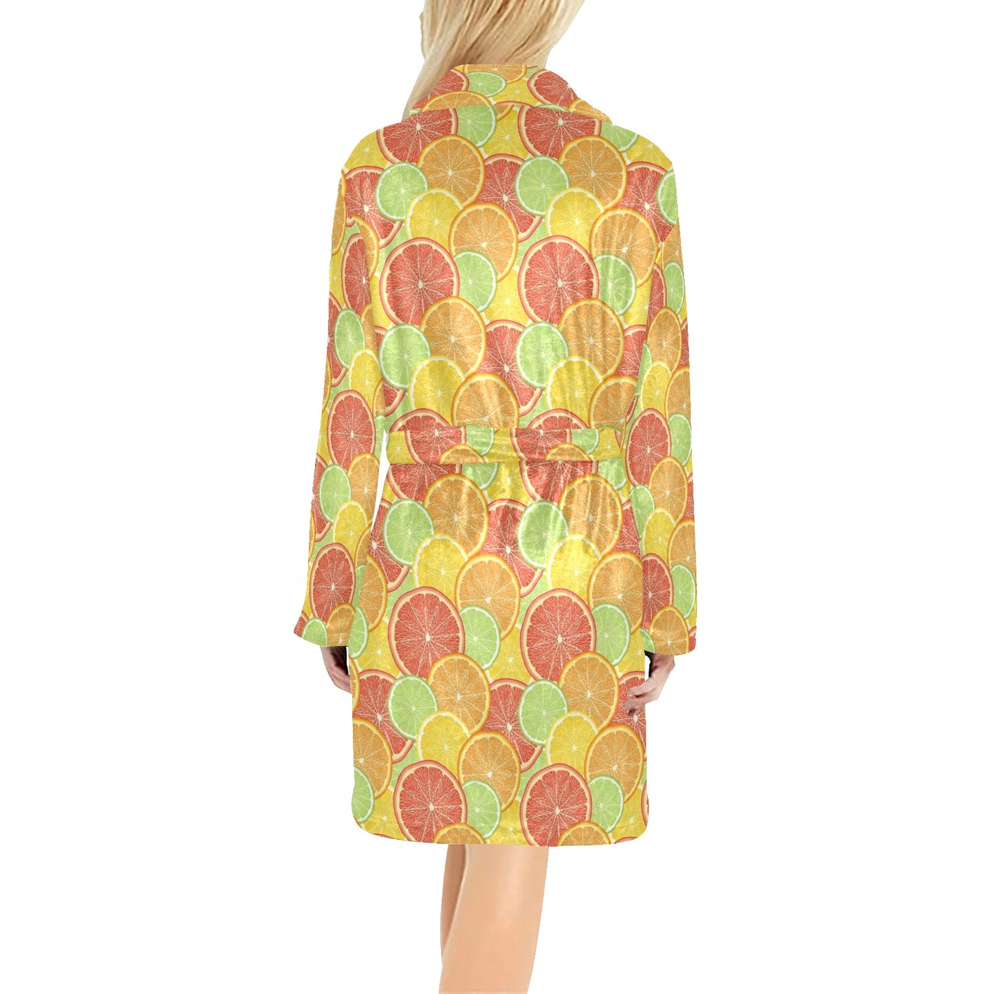 Grapefruit Pattern Print Design GF01 Women's Fleece Robe