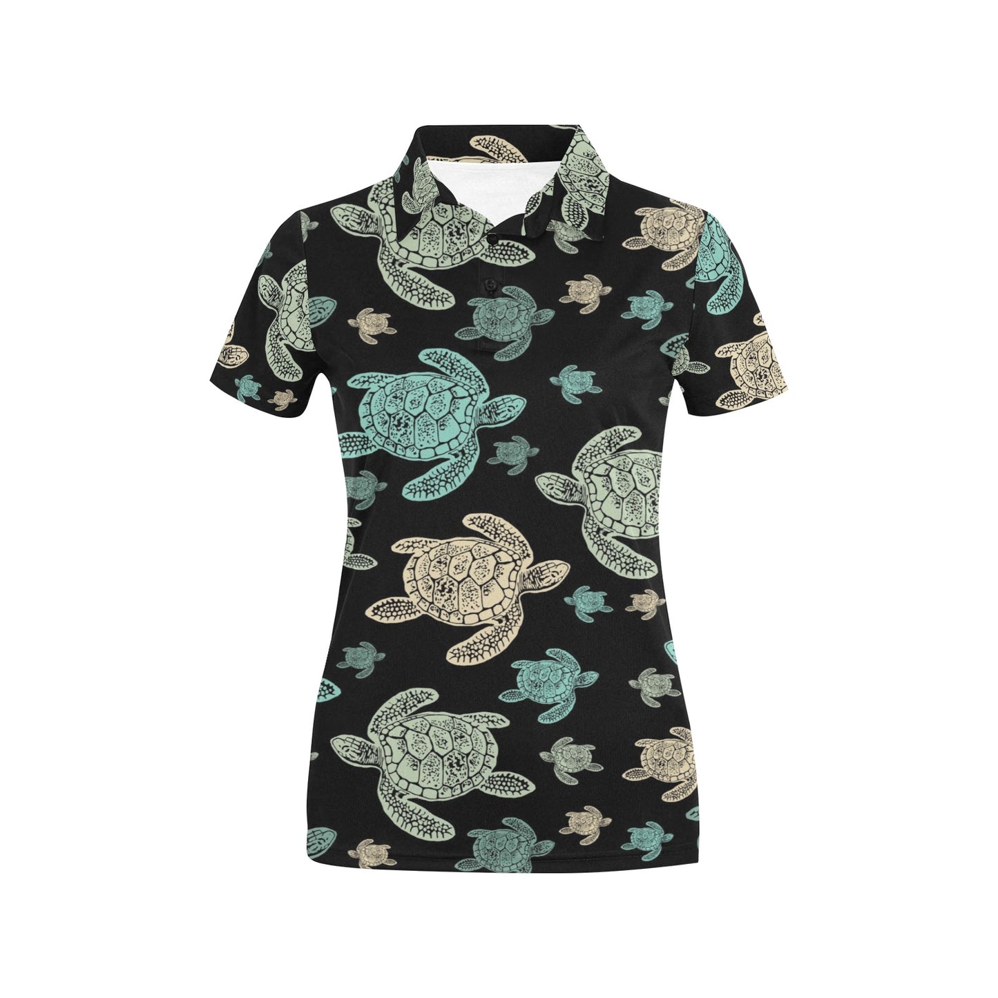 Sea Turtle Stamp Pattern Women's Polo Shirt