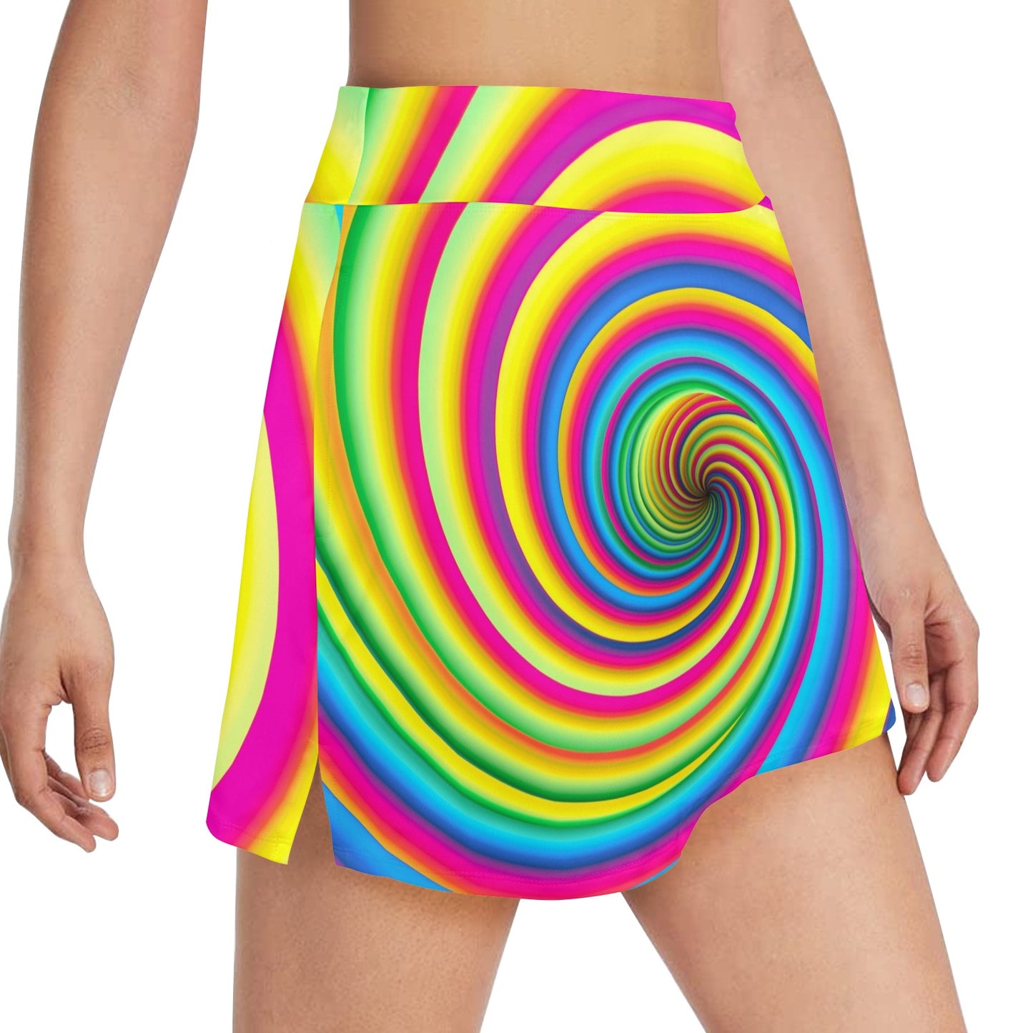 Vortex Twist Swirl Rainbow Design 17" Golf & Pickleball Skort with Pockets