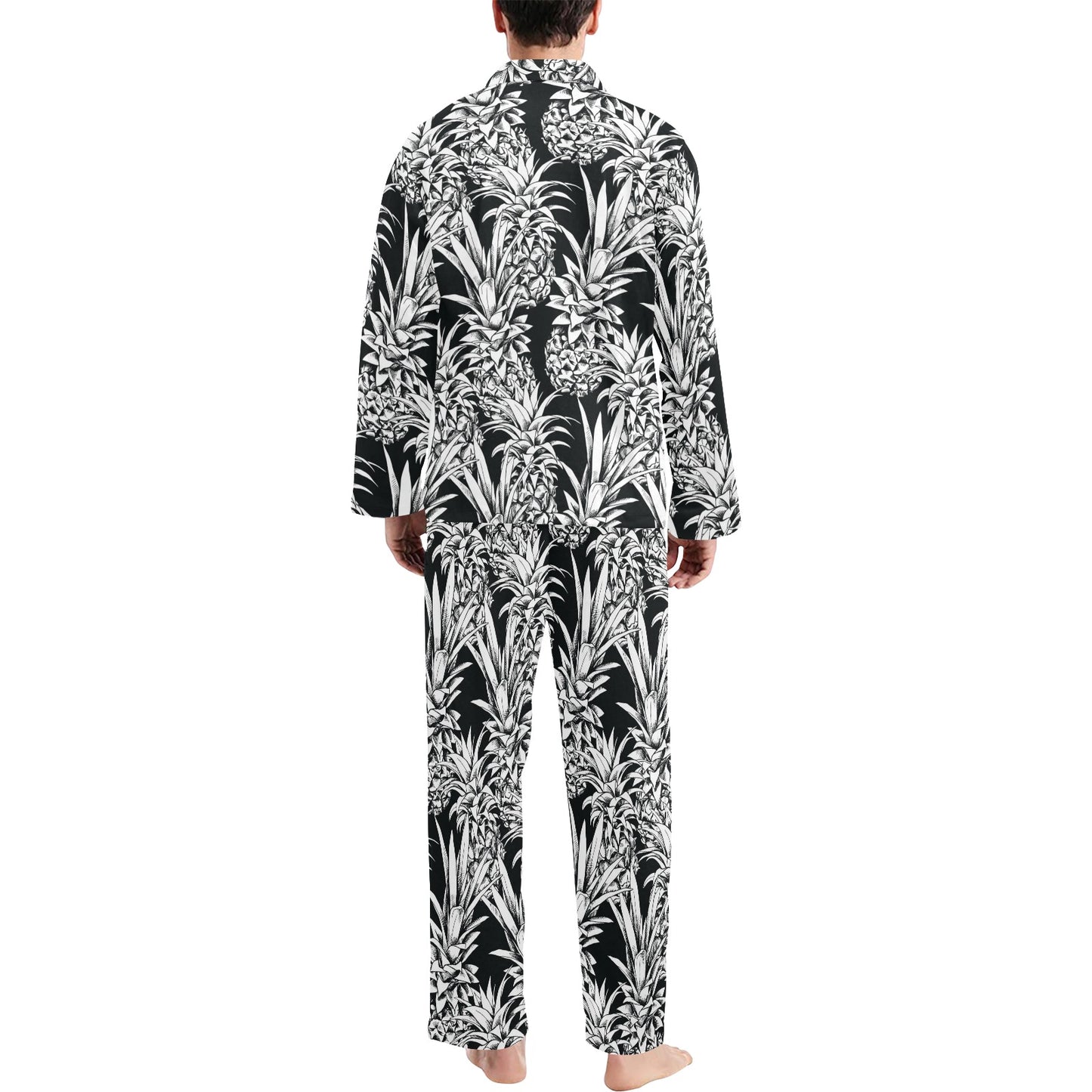 Pineapple Pattern Print Design PP08 Men's Long Pajama Set