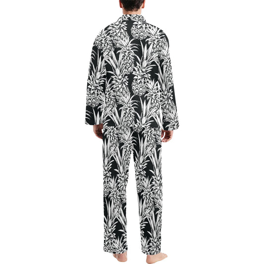 Pineapple Pattern Print Design PP08 Men's Long Pajama Set