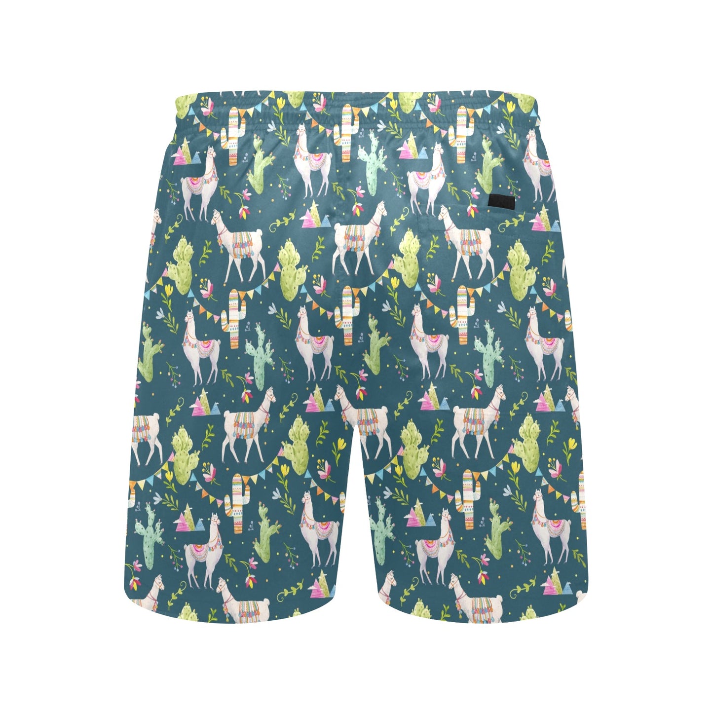 Llama with Cactus Design Print Men's Swim Trunks Beach Shorts