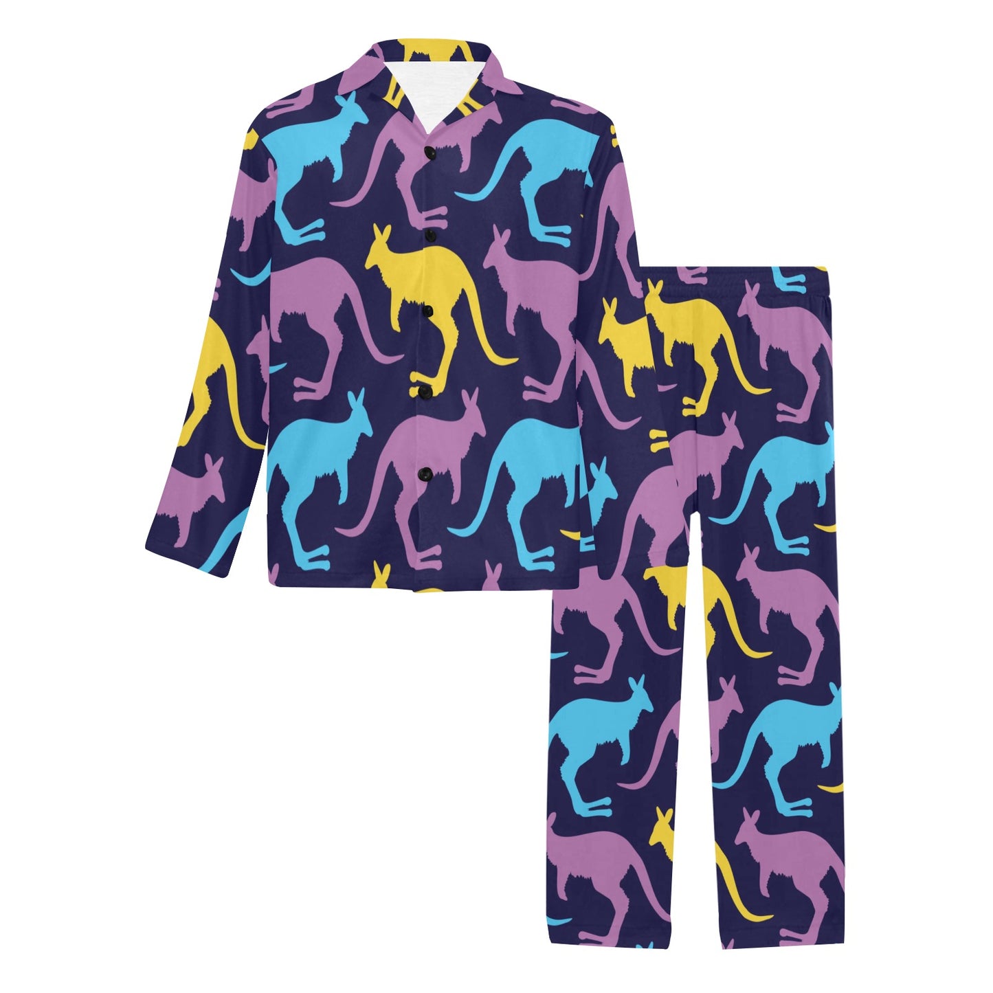 Kangaroos Pattern Print Design 02 Men's Long Pajama Set