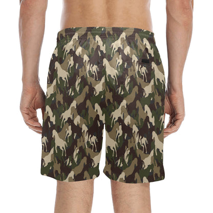 Horse Camo Themed Design Print Men's Swim Trunks Beach Shorts