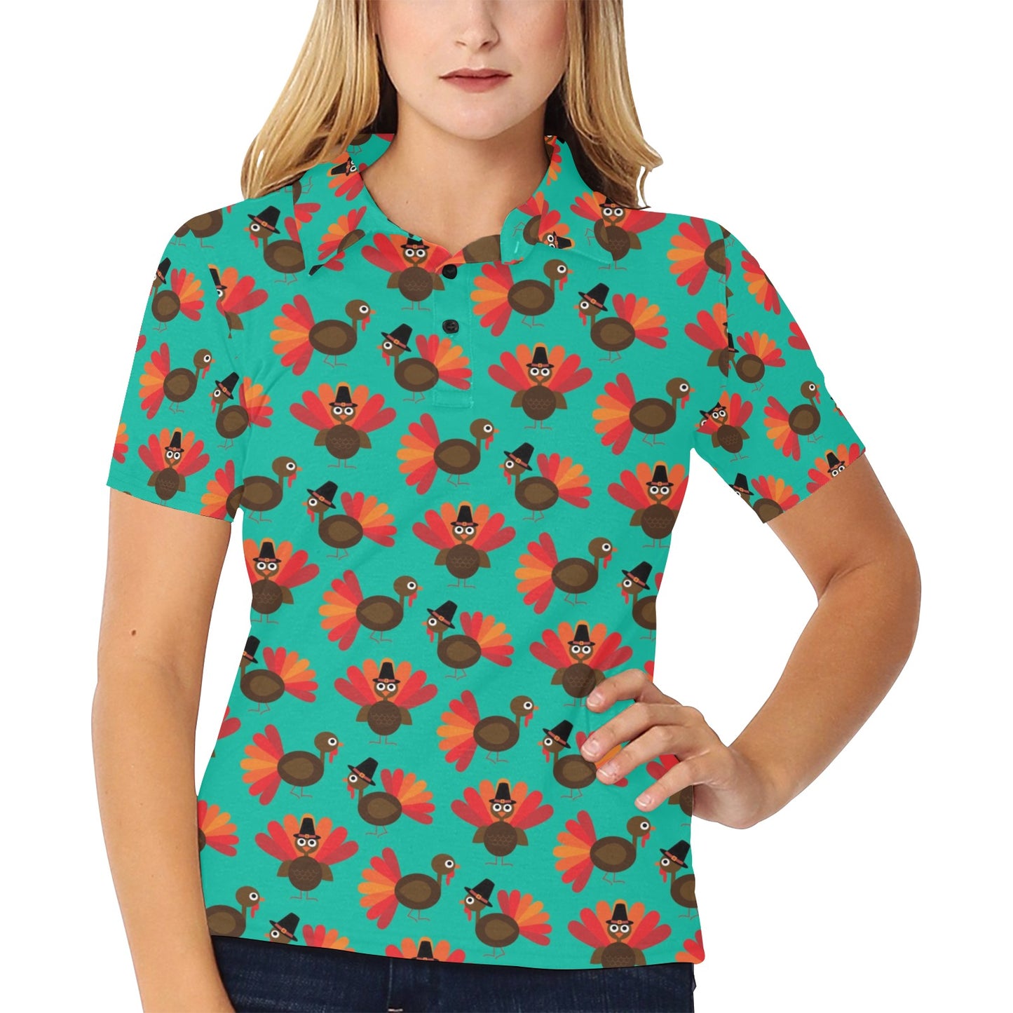 Thanksgiving Print Design LKS307 Women's Polo Shirt
