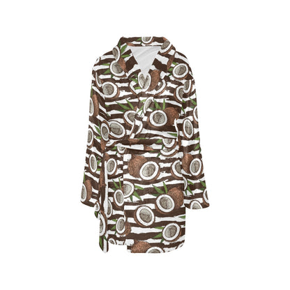 Coconut Pattern Print Design CN04 Women's Fleece Robe