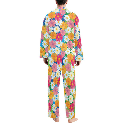Daisy Pattern Print Design DS05 Men's Long Pajama Set