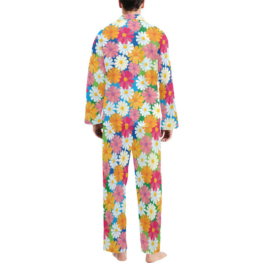Daisy Pattern Print Design DS05 Men's Long Pajama Set