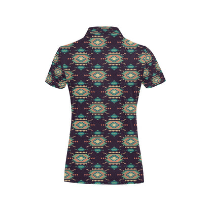 Navajo Geometric Style Print Pattern Women's Polo Shirt