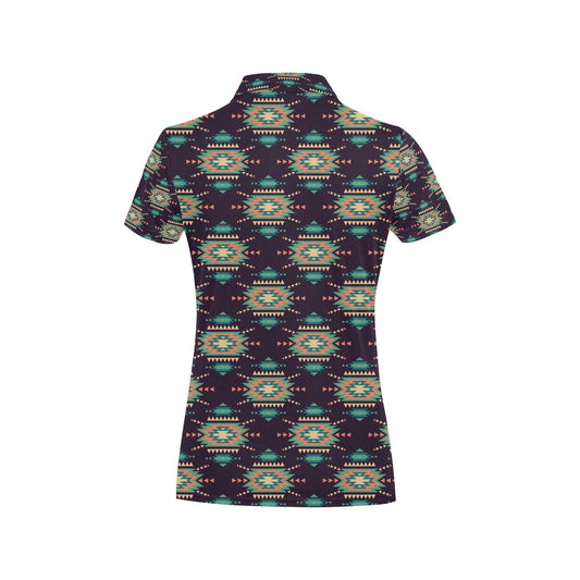 Navajo Geometric Style Print Pattern Women's Polo Shirt