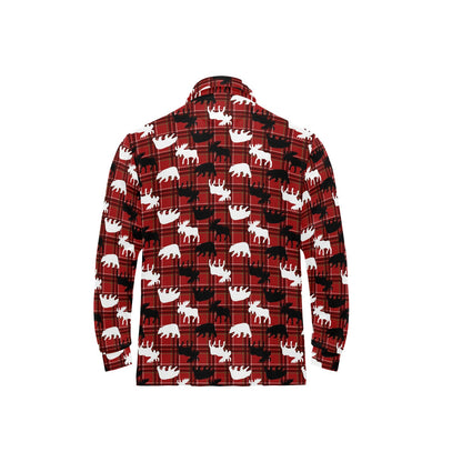 Moose Print Design LKS401 Long Sleeve Polo Shirt For Men's