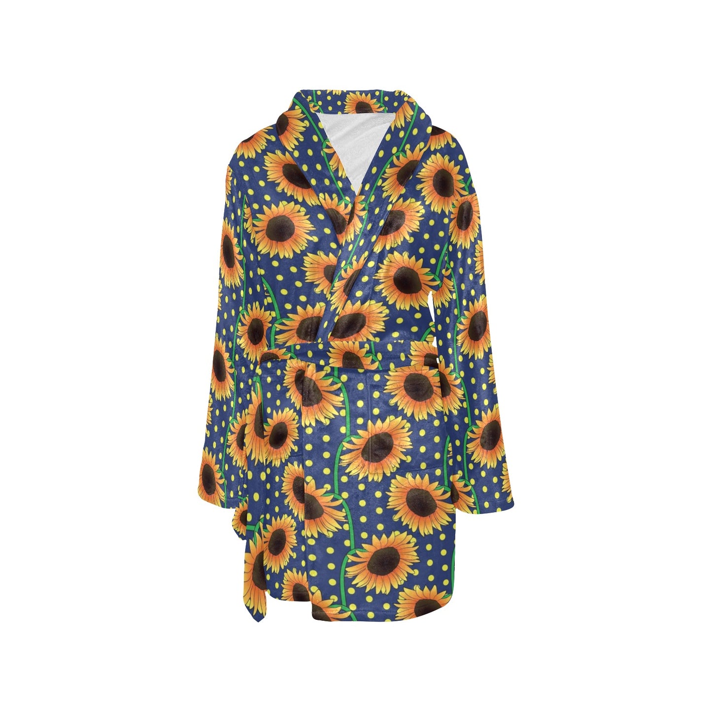 Sunflower Pattern Print Design SF03 Women's Fleece Robe