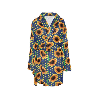 Sunflower Pattern Print Design SF03 Women's Fleece Robe