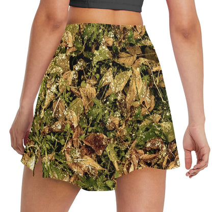 Camo Realistic Tree Forest Texture Print 17" Golf & Pickleball Skort with Pockets