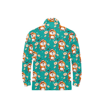 Hamster Pattern Print Design 01 Long Sleeve Polo Shirt For Men's