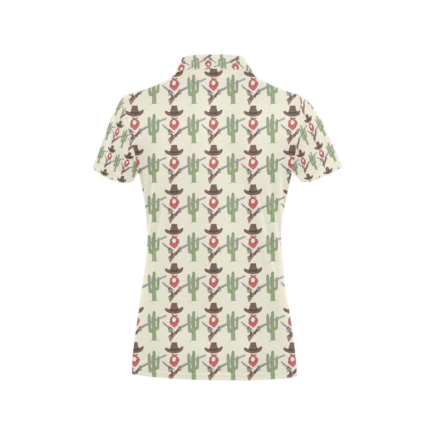 Western Cowboy Print Women's Polo Shirt